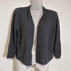 ◾️Eileen Fisher Grey Lightweight 3/4 Sleeve Cropped Open Front Cardigan